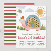 Whimsical Turtle Birthday Party Invitation Kaart (Voorkant / Achterkant)
