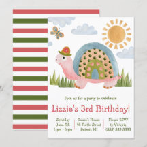 Whimsical Turtle Birthday Party Invitation