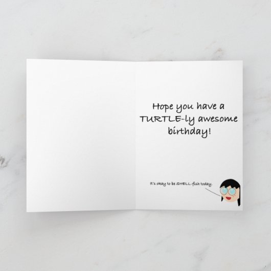 Whimsical Turtle, heb een Turtley Geweldige Verjaa Kaart (Binnen)
