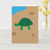 Whimsical Turtle, heb een Turtley Geweldige Verjaa Kaart (Gele Bloem)
