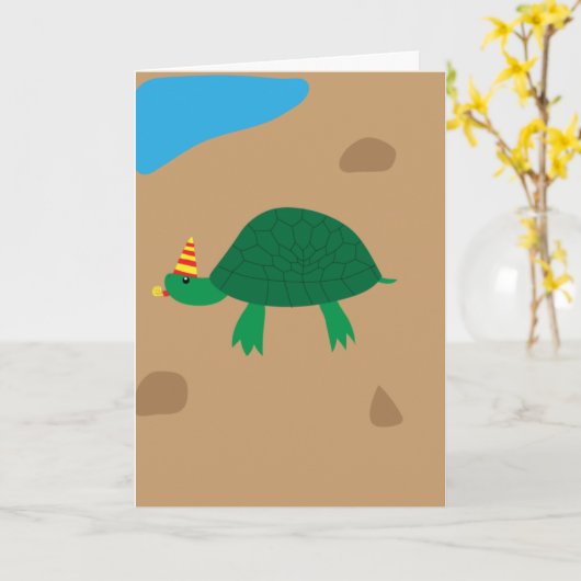 Whimsical Turtle, heb een Turtley Geweldige Verjaa Kaart (Gele Bloem)