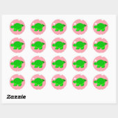 Whimsical Turtle Pink Polka Dots Ronde Sticker (Vel)
