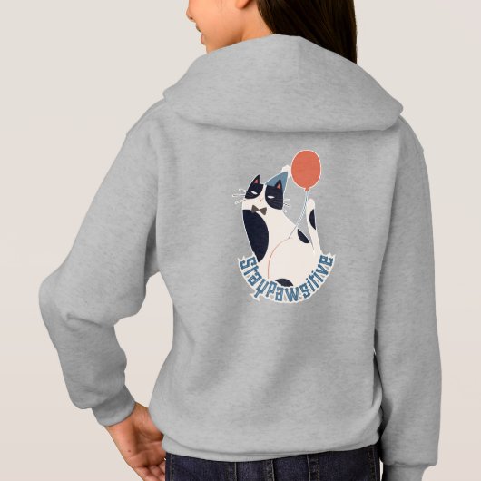 Whimsical Tuxedo Cat Balloon Youth Pullover (Achterkant)