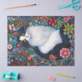 Whimsical Tuxedo Cat met Wildflowers Decoupage Tissuepapier (Craft)