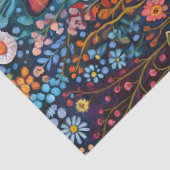 Whimsical Tuxedo Cat met Wildflowers Decoupage Tissuepapier (Detail)