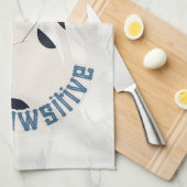 Whimsical Tuxedo Cat Stay Pawsitive Kitchen Towel Theedoek (Quarter Fold)