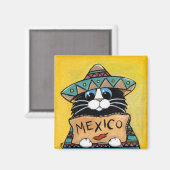 Whimsical Tuxedo Kat Mexicaanse lifter Magneet (Voorkant / Achterkant)