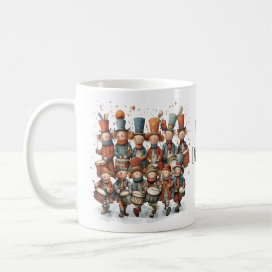 Whimsical Twelve Drummers Drumming Kerst 11oz Koffiemok (Links)