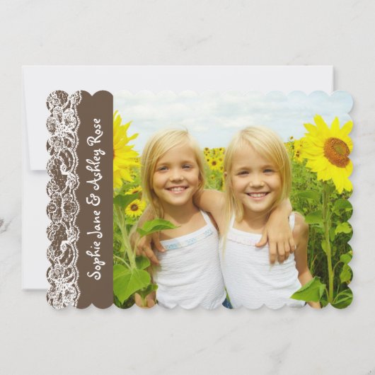 Whimsical Twin Birds Kant Verjaardagsfeest Uitnodi Kaart (Achterkant)