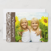 Whimsical Twin Birds Lace verjaardagsfeestfoto Kaart (Achterkant)