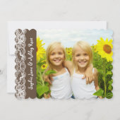 Whimsical Twin Birds Lace verjaardagsfeestfoto Kaart (Achterkant)