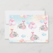 Whimsical Twin Meisjes Olifant Baby shower Sprinkl Bedankkaart (Achterkant)