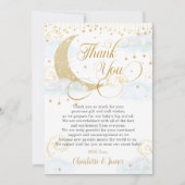 Whimsical Twinkle Little Star Blue Baby shower Bedankkaart (Voorkant)