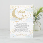 Whimsical Twinkle Little Star Blue Baby shower Bedankkaart (Staand voorkant)
