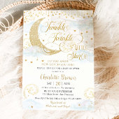 Whimsical Twinkle Little Star Blue Baby shower Kaart