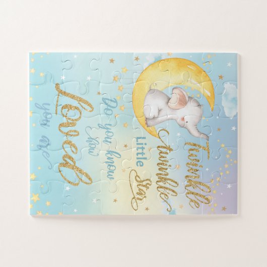 Whimsical Twinkle Little Star Elephant Nursery Legpuzzel (Horizontaal)