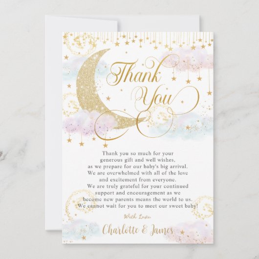 Whimsical Twinkle Little Star Genderonthulling Bedankkaart (Voorkant)