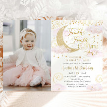 Whimsical Twinkle Little Star Pink 1e verjaardag
