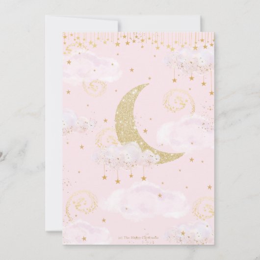 Whimsical Twinkle Little Star Roze Baby shower Bedankkaart (Achterkant)