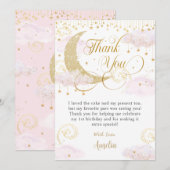 Whimsical Twinkle Little Star Roze Baby shower Bedankkaart (Voorkant / Achterkant)