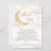 Whimsical Twinkle Little Star Roze Baby shower Bedankkaart (Voorkant)