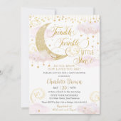 Whimsical Twinkle Little Star Roze Baby shower Kaart (Voorkant)