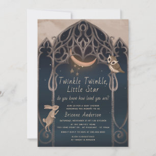 Whimsical Twinkle Little Star Rustic Baby shower Kaart