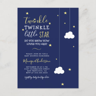 Whimsical Twinkle Twinkle Little Star Baby shower Uitnodiging Briefkaart