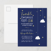 Whimsical Twinkle Twinkle Little Star Baby shower Uitnodiging Briefkaart (Voorkant / Achterkant)