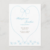 Whimsical Tying the Knot Save the Date: Blauw Aankondigingskaart (Voorkant)