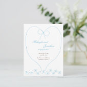 Whimsical Tying the Knot Save the Date: Blauw Aankondigingskaart (Staand voorkant)