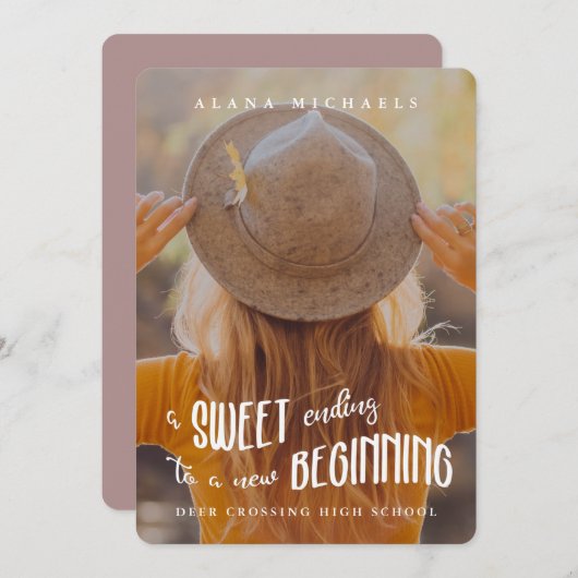 Whimsical Type Foto Afstuderen Party Roos Kaart (Voorkant / Achterkant)