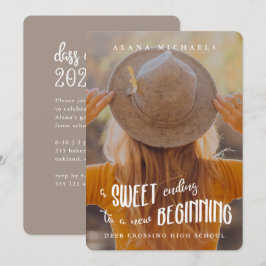 Whimsical Type Photo 2023 Graduation Party Taupe Kaart