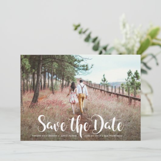 Whimsical Typografie and Photo | Datum opslaan Save The Date (Staand voorkant)