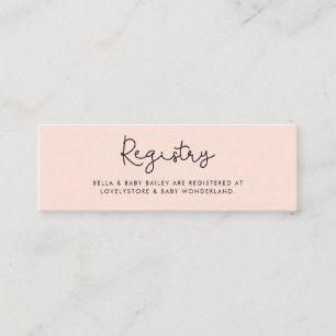 Whimsical typografie Baby shower registratiekaart Mini Visitekaartje