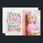 Whimsical Typografie Colorful Kerstfoto Feestdagenkaart<br><div class="desc">Verstuur stijlvolle feestjes met deze kleurrijke fotokaarten,  met moderne en leuke typografie!</div>