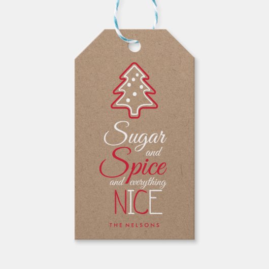 Whimsical Typografie en kerstboom Cadeaulabel (Voorkant)