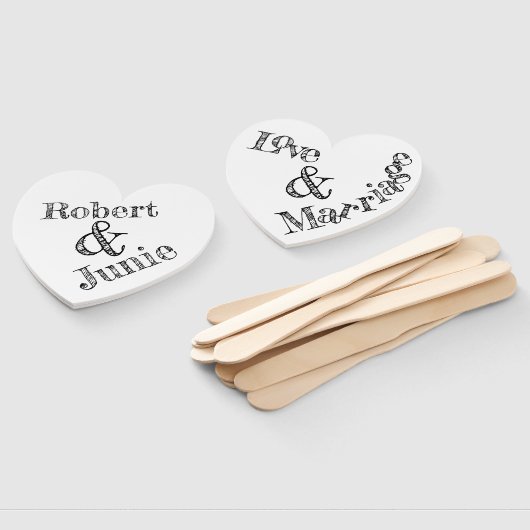 Whimsical Typografie Liefde & Huwelijk Gepersonali Handwaaier (Niet-gemonteerd)