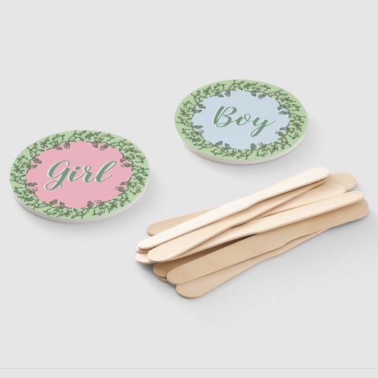 Whimsical Typografie Roze Blauw Groen Geslacht ont Handwaaier (Niet-gemonteerd)