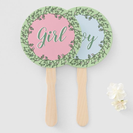 Whimsical Typografie Roze Blauw Groen Geslacht ont Handwaaier (Voorkant en achterkant)