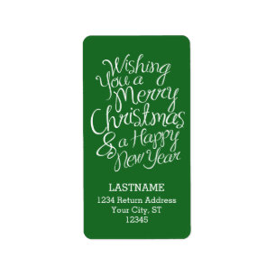Whimsical Typografie voor Kerstmis en Nieuwjaar Etiket