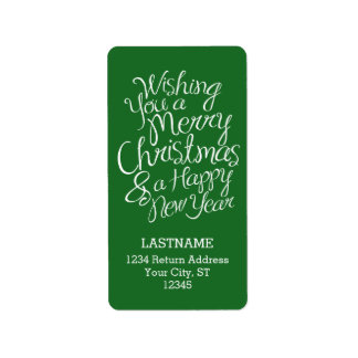 Whimsical Typografie voor Kerstmis en Nieuwjaar Etiket