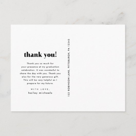 Whimsical Typography Afstuderen Dank u Foto Briefkaart (Achterkant)