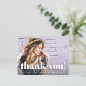 Whimsical Typography Afstuderen Dank u Foto Briefkaart (Staand voorkant)