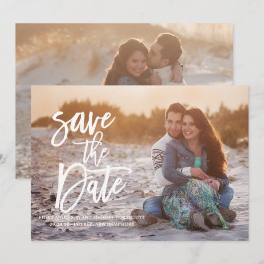 Whimsical Typography CalligraphySave the Date Kaar Save The Date (Voorkant / Achterkant)