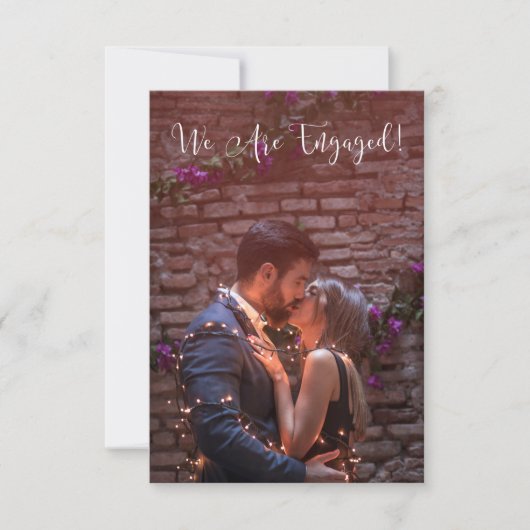 Whimsical Typography Custom Photo Engagement Party Kaart (Voorkant)