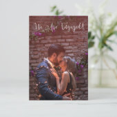 Whimsical Typography Custom Photo Engagement Party Kaart (Staand voorkant)