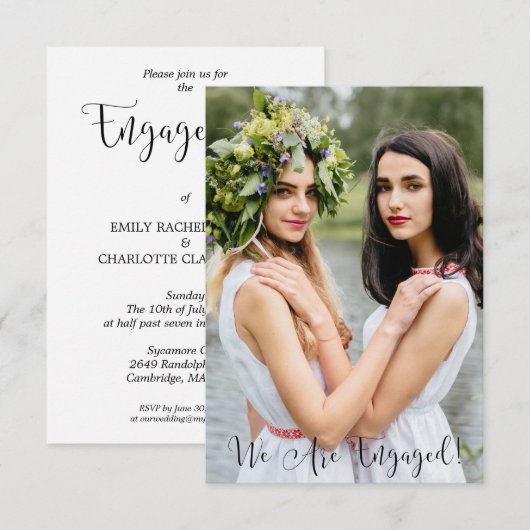 Whimsical Typography Custom Photo Lesbian Gay Kaart (Voorkant / Achterkant)