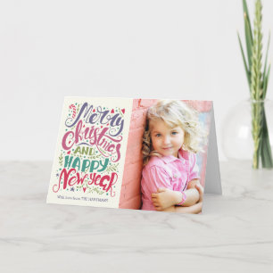 Whimsical Typography Foto Vakantie Groeten Kaart
