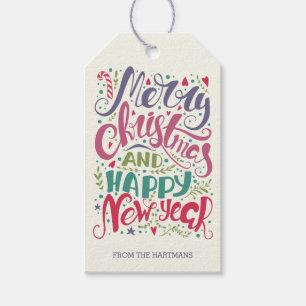 Whimsical Typography Holiday Cadeaulabel
